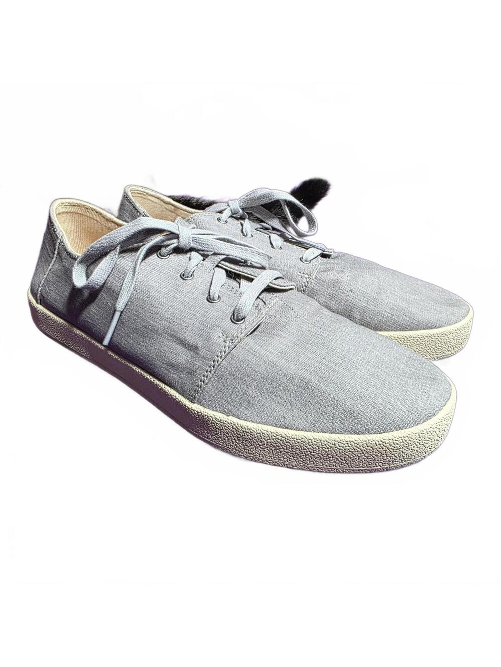 Worn once - Men's 10.5 TOMS gray canvas lace up casual sneakers